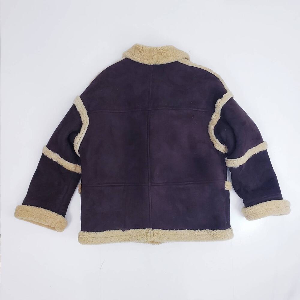 Vintage 80s Vakko Shearling Suede Coat Brown Hipster Coat Jacket Made In Romania - Picture 2 of 9